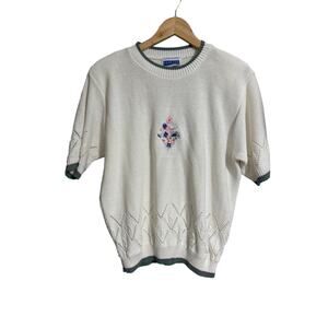 Cape Cod Sportswear Vintage Short Sleeve Grandma Sweater Large